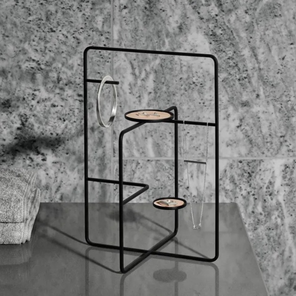 Midcentury Modern Castea Storage Jewelry Stand by Blomus, Black